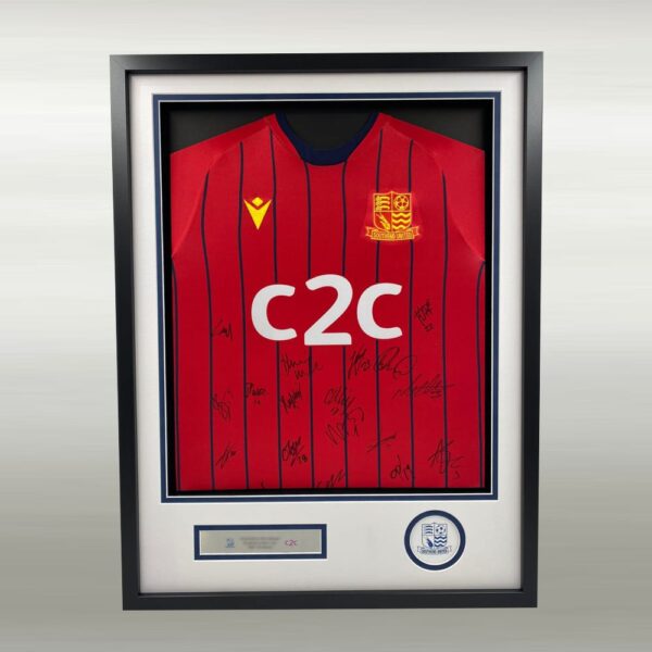 Signed, framed Southend United shirt
